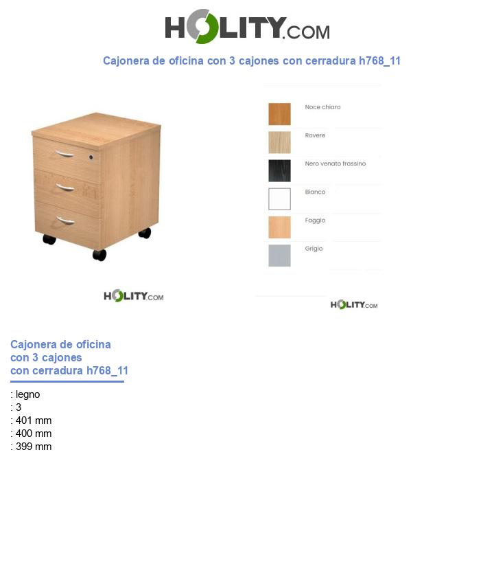 Cajonera de oficina con 3 cajones con cerradura h768_11