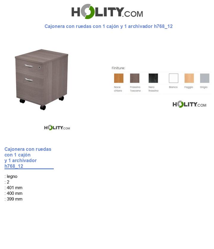 Cajonera con ruedas con 1 cajón y 1 archivador h768_12