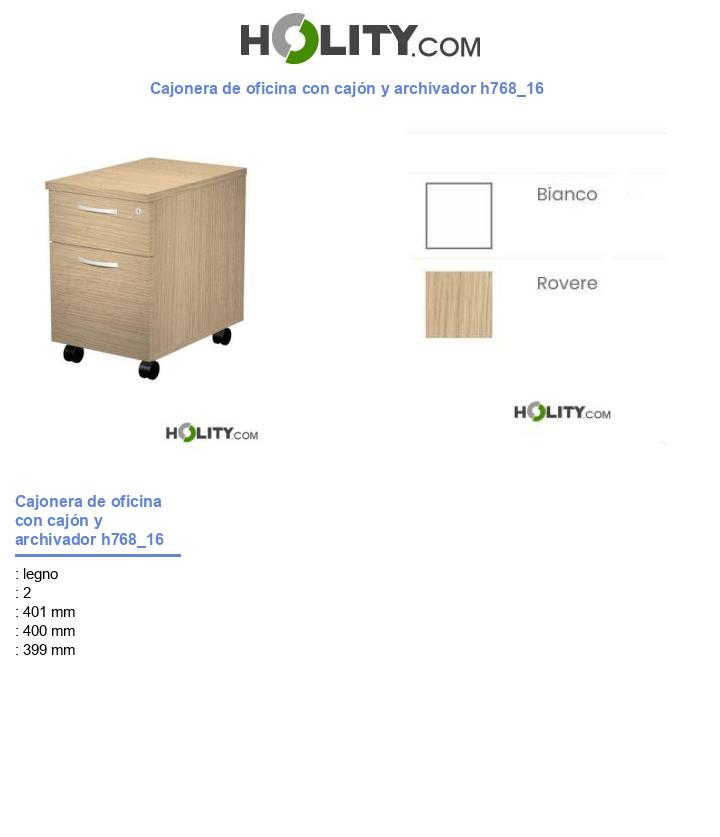 Cajonera de oficina con cajón y archivador h768_16