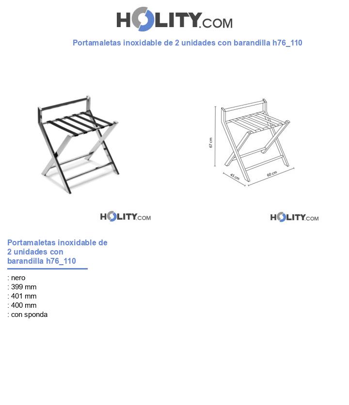 Portamaletas inoxidable de 2 unidades con barandilla h76_110