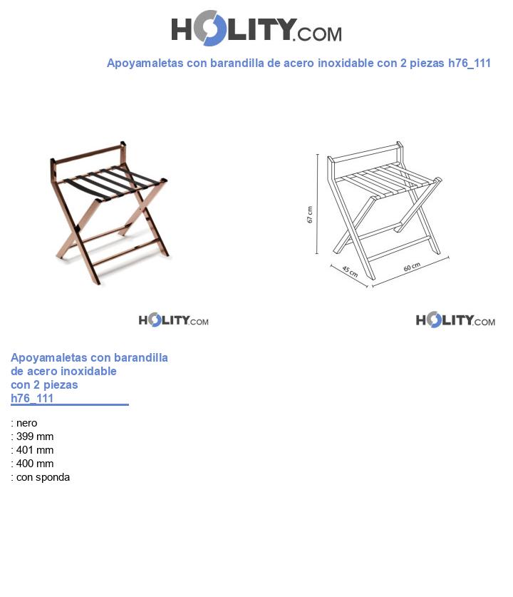 Apoyamaletas con barandilla de acero inoxidable con 2 piezas h76_111