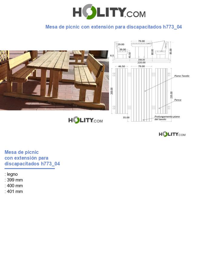 Mesa de picnic con extensión para discapacitados h773_04
