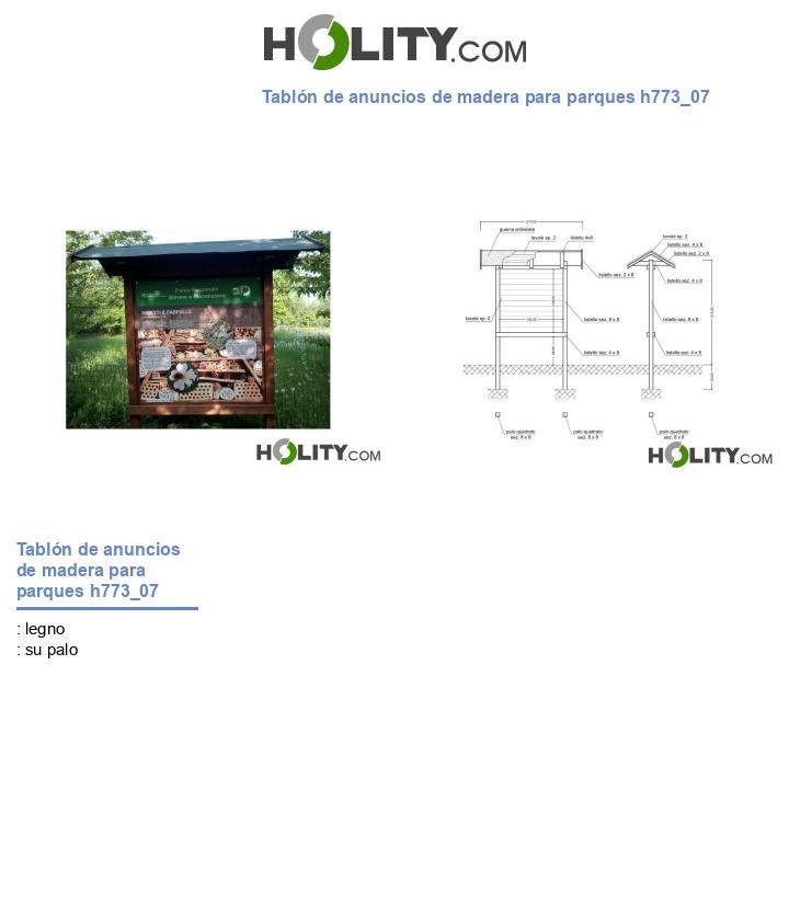 Tablón de anuncios de madera para parques h773_07