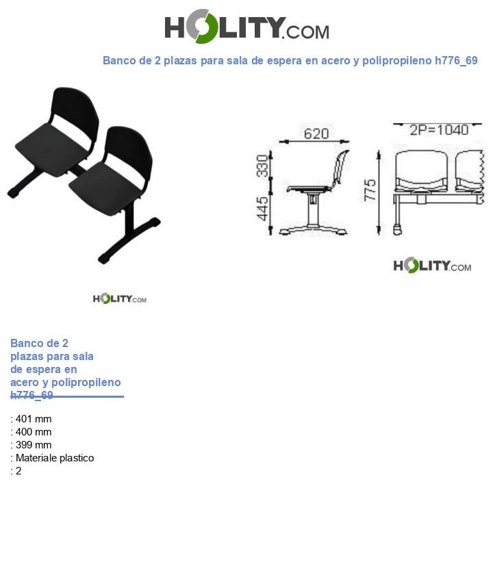 Banco de 2 plazas para sala de espera en acero y polipropileno h776_69