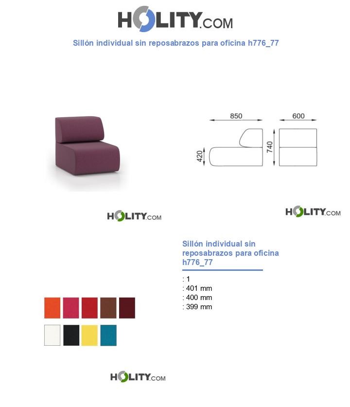 Sillón individual sin reposabrazos para oficina h776_77