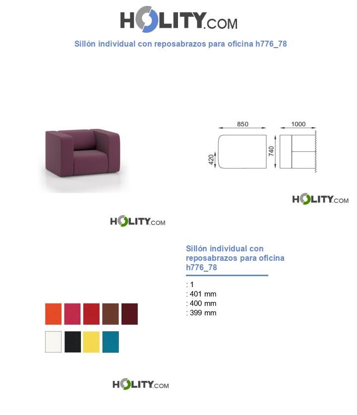 Sillón individual con reposabrazos para oficina h776_78