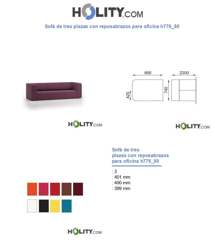 Sofá de tres plazas con reposabrazos para oficina h776_80