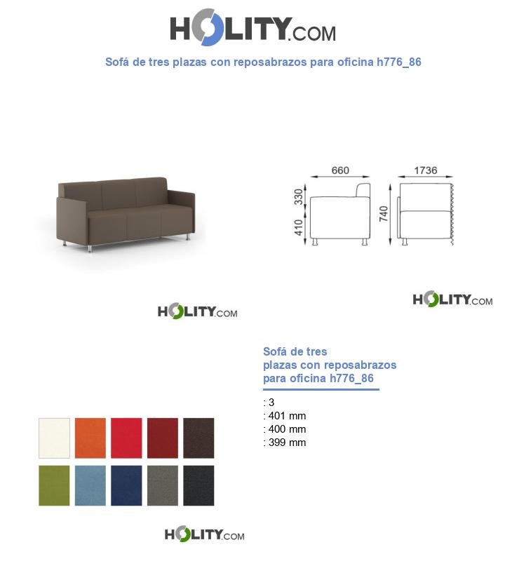 Sofá de tres plazas con reposabrazos para oficina h776_86