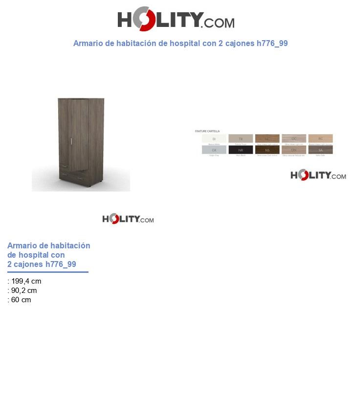 Armario de habitación de hospital con 2 cajones h776_99
