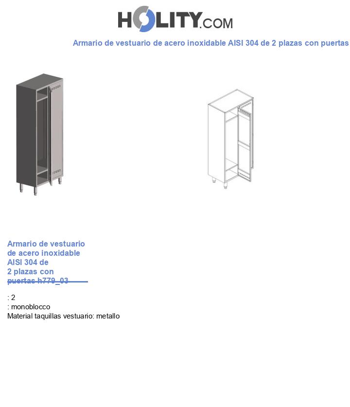 Armario de vestuario de acero inoxidable AISI 304 de 2 plazas con puertas h779_03