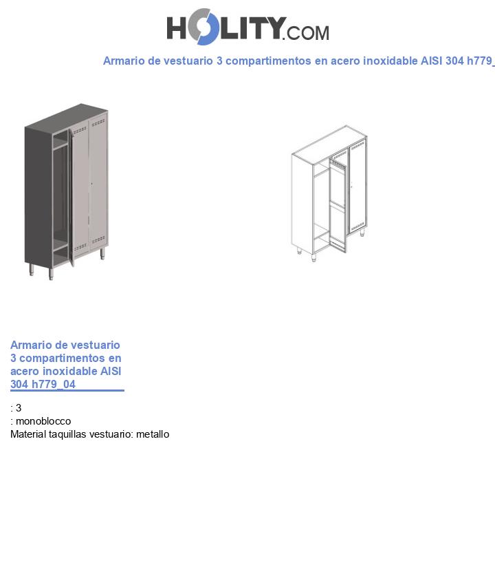 Armario de vestuario 3 compartimentos en acero inoxidable AISI 304 h779_04