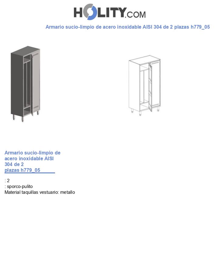 Armario sucio-limpio de acero inoxidable AISI 304 de 2 plazas h779_05