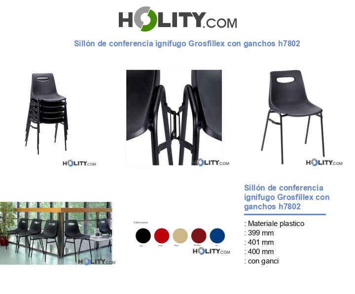 Sillón de conferencia ignífugo Grosfillex con ganchos h7802