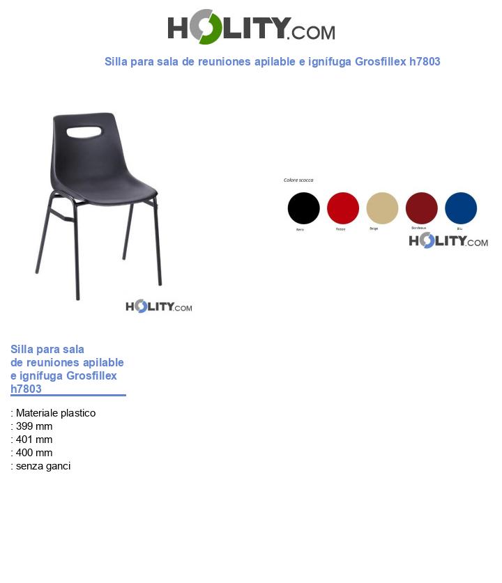 Silla para sala de reuniones apilable e ignífuga Grosfillex h7803