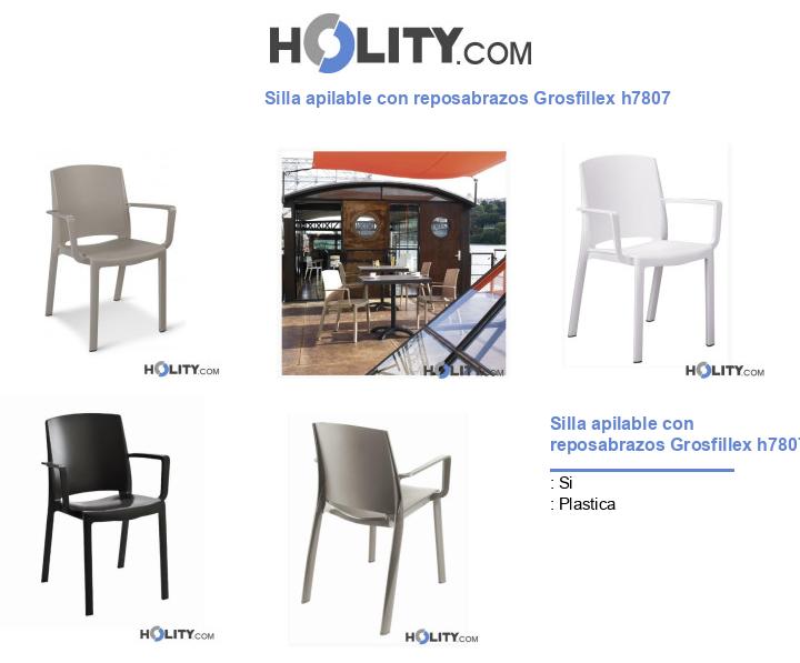 Silla apilable con reposabrazos Grosfillex h7807