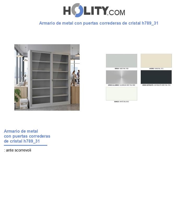 Armario de metal con puertas correderas de cristal h789_31