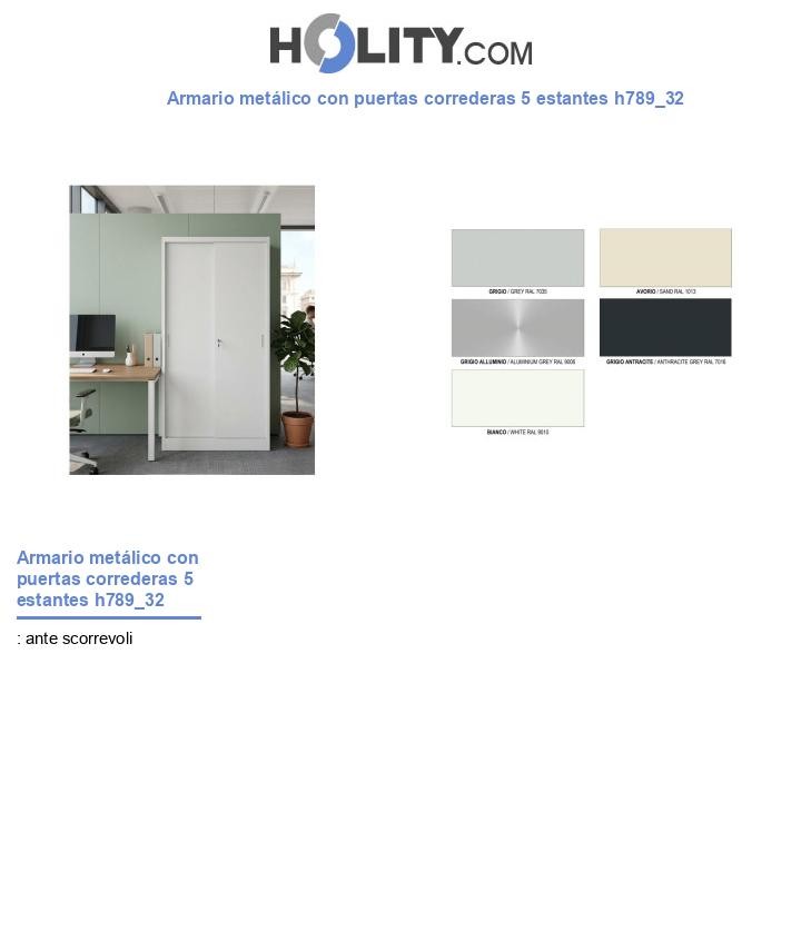 Armario metálico con puertas correderas 5 estantes h789_32