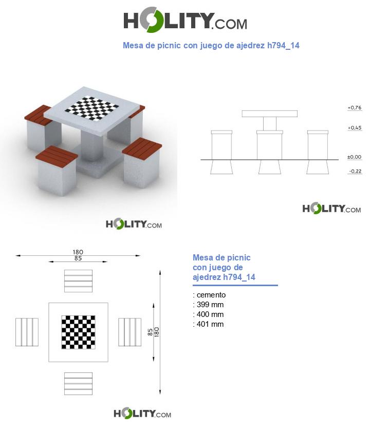 Mesa de picnic con juego de ajedrez h794_14