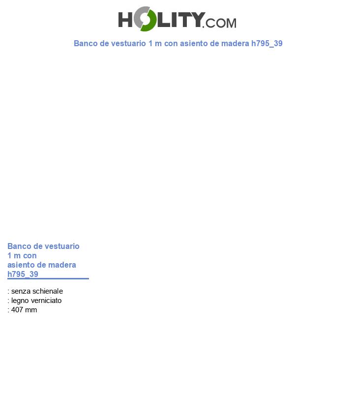 Banco de vestuario 1 m con asiento de madera h795_39