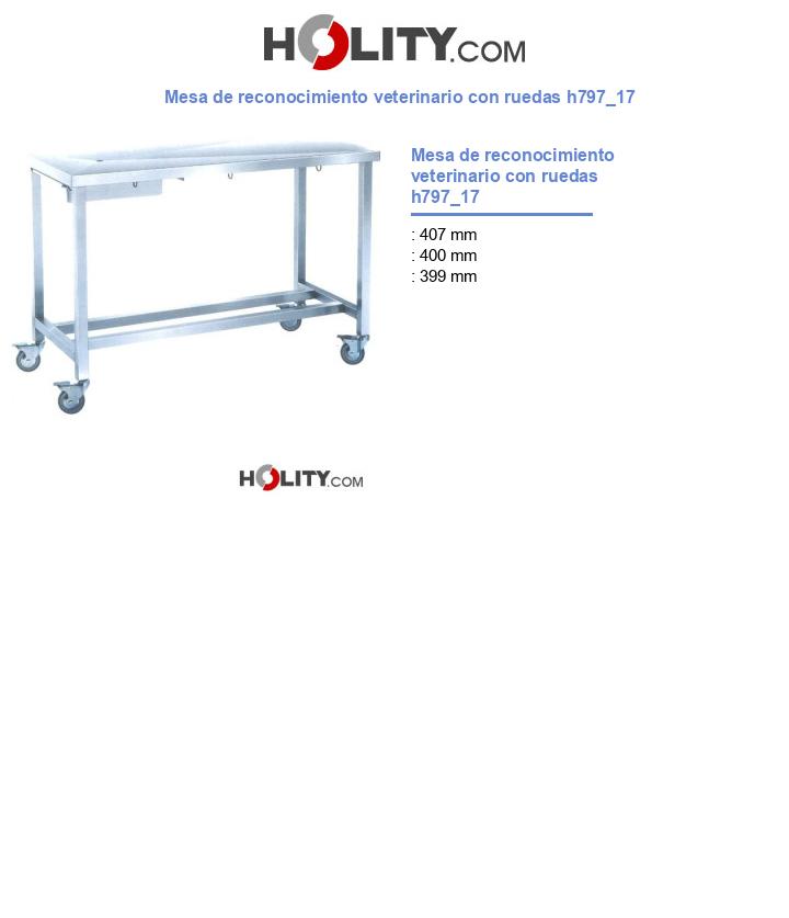 Mesa de reconocimiento veterinario con ruedas h797_17