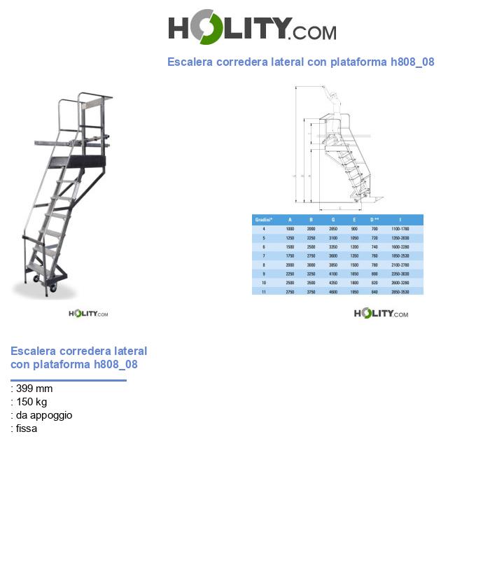 Escalera corredera lateral con plataforma h808_08