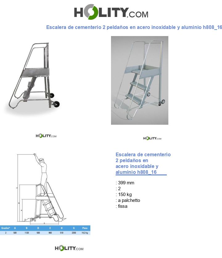 Escalera de cementerio 2 peldaños en acero inoxidable y aluminio h808_16