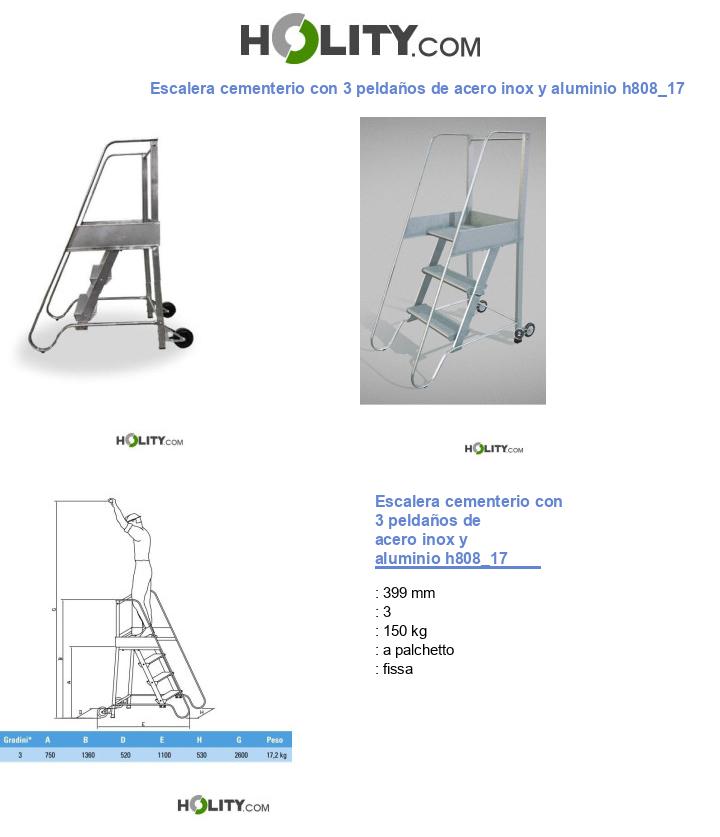 Escalera cementerio con 3 peldaños de acero inox y aluminio h808_17