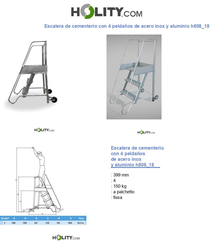 Escalera de cementerio con 4 peldaños de acero inox y aluminio h808_18