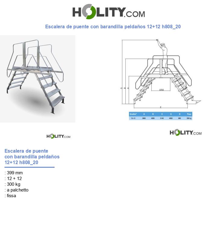 Escalera de puente con barandilla peldaños 12+12 h808_20