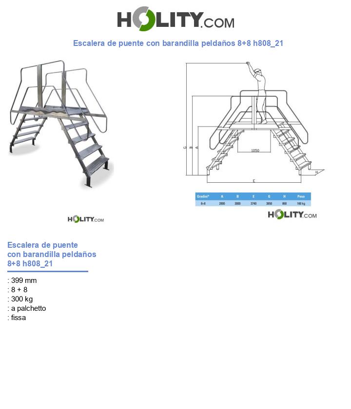 Escalera de puente con barandilla peldaños 8+8 h808_21