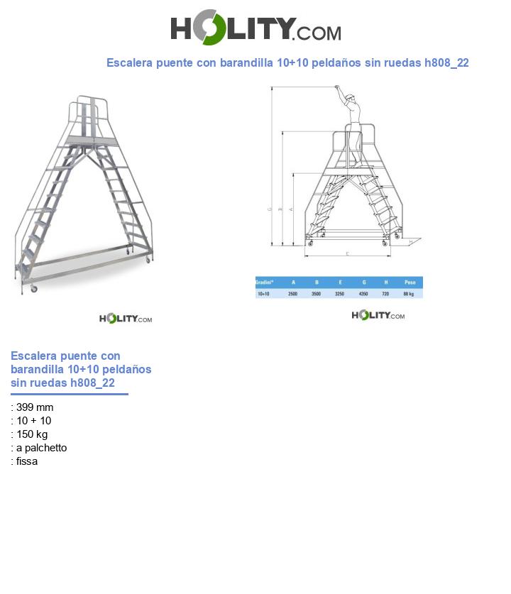 Escalera puente con barandilla 10+10 peldaños sin ruedas h808_22