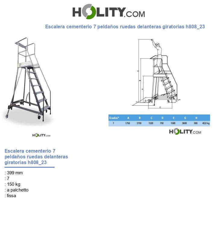 Escalera cementerio 7 peldaños ruedas delanteras giratorias h808_23