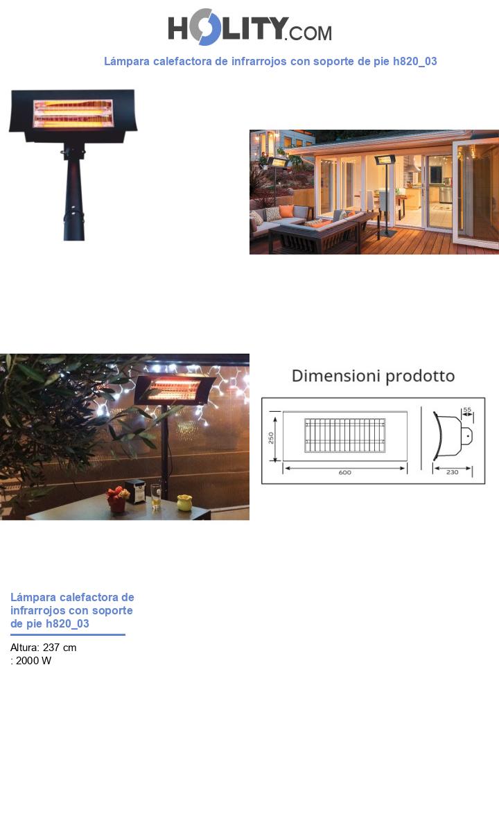Lámpara calefactora de infrarrojos con soporte de pie h820_03