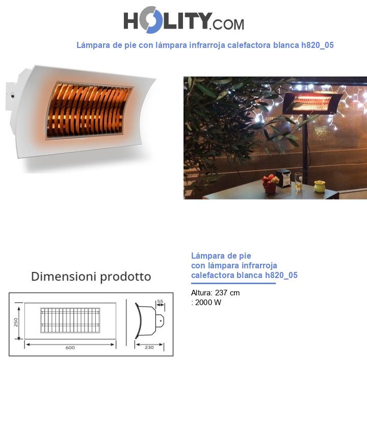 Lámpara de pie con lámpara infrarroja calefactora blanca h820_05