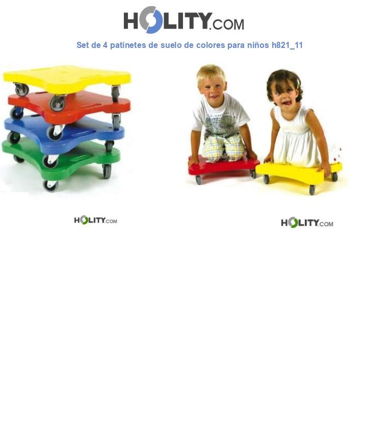 Set de 4 patinetes de suelo de colores para niños h821_11