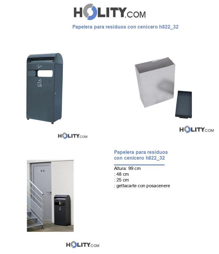 Papelera para residuos con cenicero h822_32