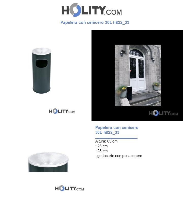 Papelera con cenicero 30L h822_33