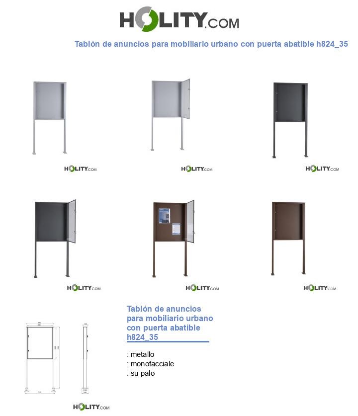 Tablón de anuncios para mobiliario urbano con puerta abatible h824_35