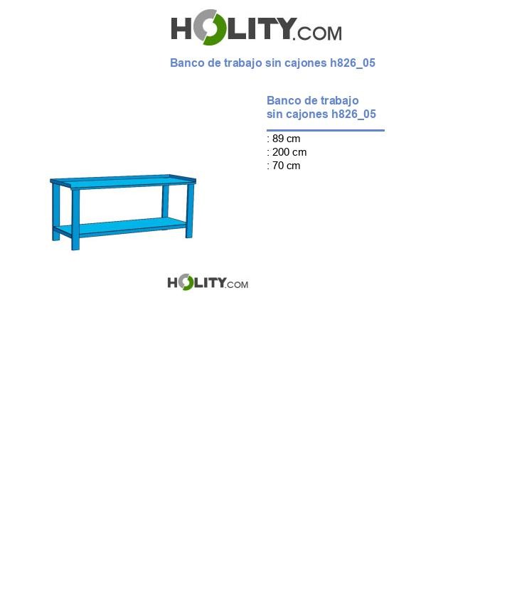 Banco de trabajo sin cajones h826_05