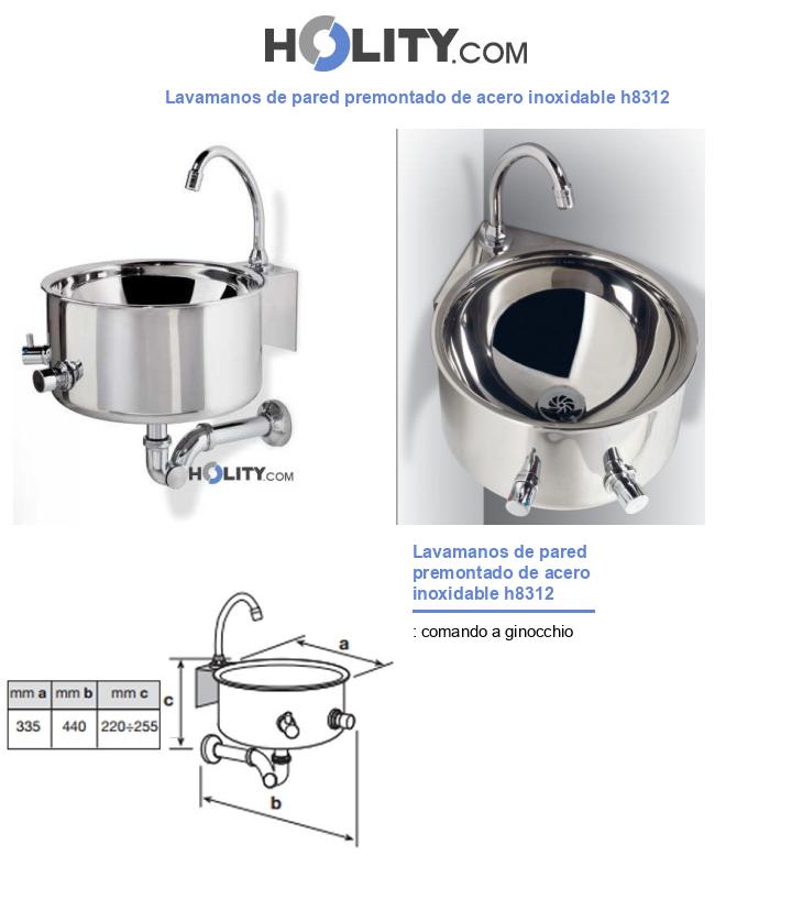 Lavamanos de pared premontado de acero inoxidable h8312