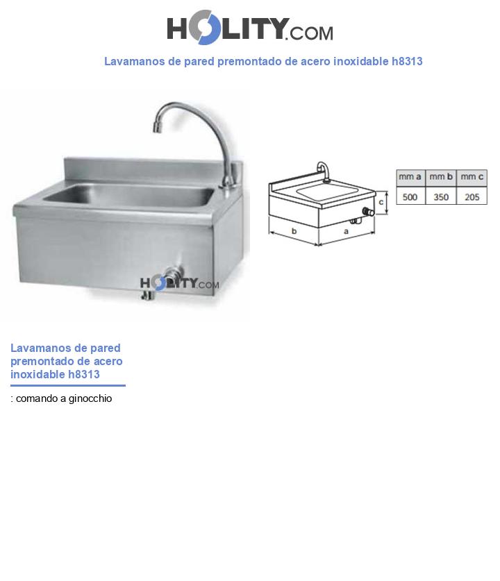 Lavamanos de pared premontado de acero inoxidable h8313