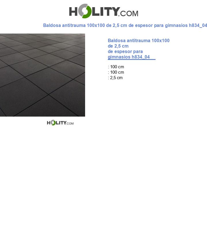 Baldosa antitrauma 100x100 de 2,5 cm de espesor para gimnasios h834_04