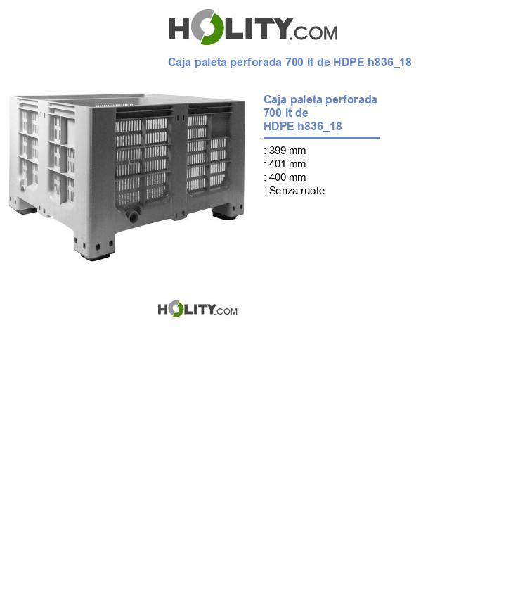 Caja paleta perforada 700 lt de HDPE h836_18