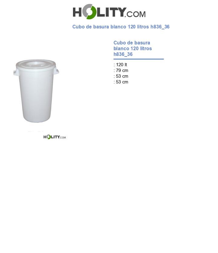 Cubo de basura blanco 120 litros h836_36
