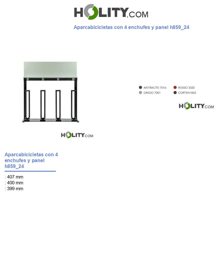 Aparcabicicletas con 4 enchufes y panel h859_24