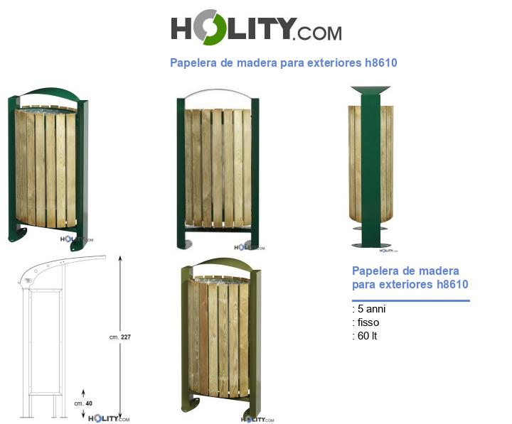 Papelera de madera para exteriores h8610