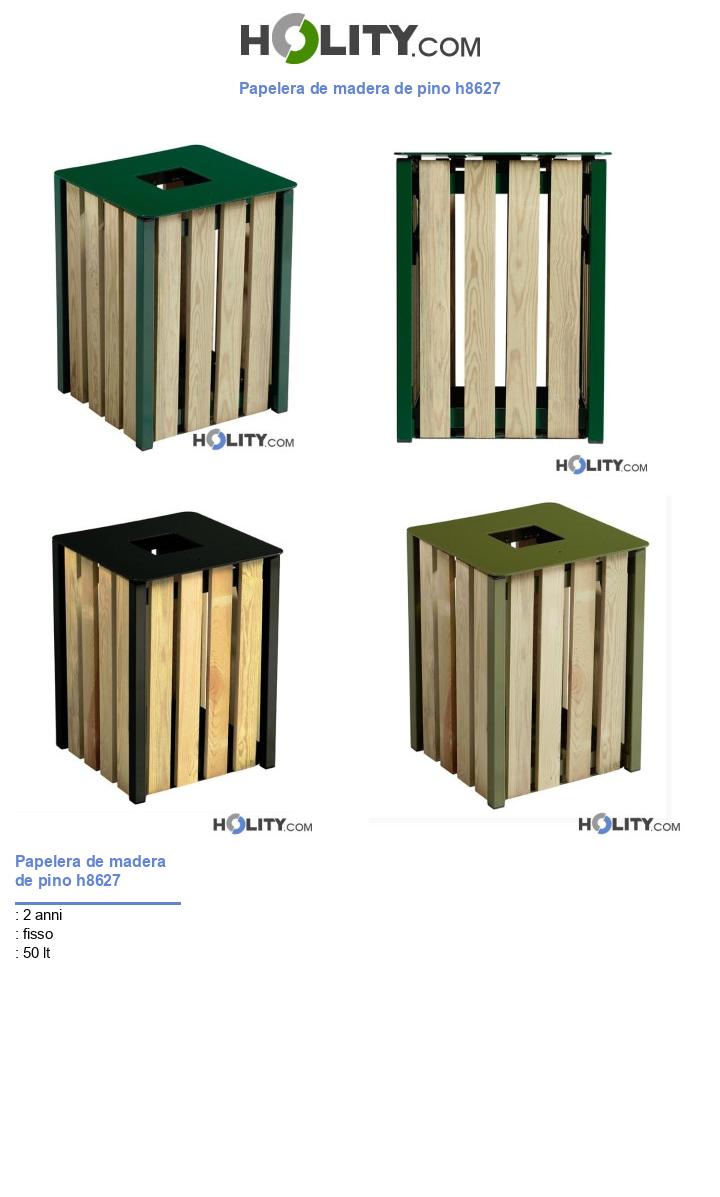 Papelera de madera de pino h8627