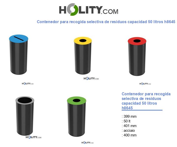 Contenedor para recogida selectiva de residuos capacidad 50 litros h8645