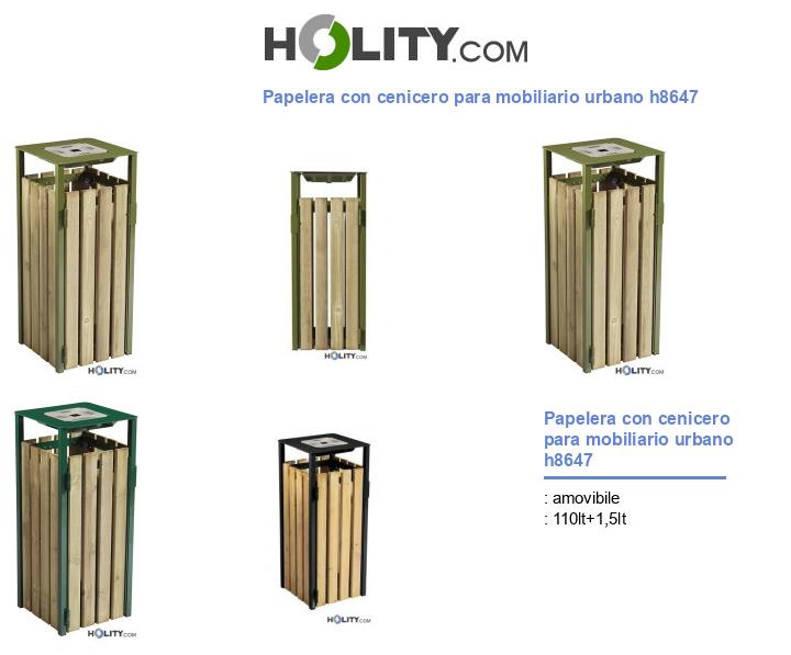 Papelera con cenicero para mobiliario urbano h8647