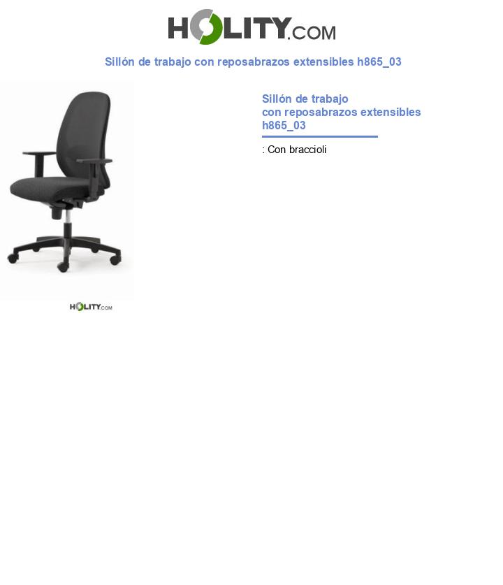 Sillón de trabajo con reposabrazos extensibles h865_03
